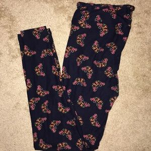 EUC navy butterfly LuLaRoe one size leggings